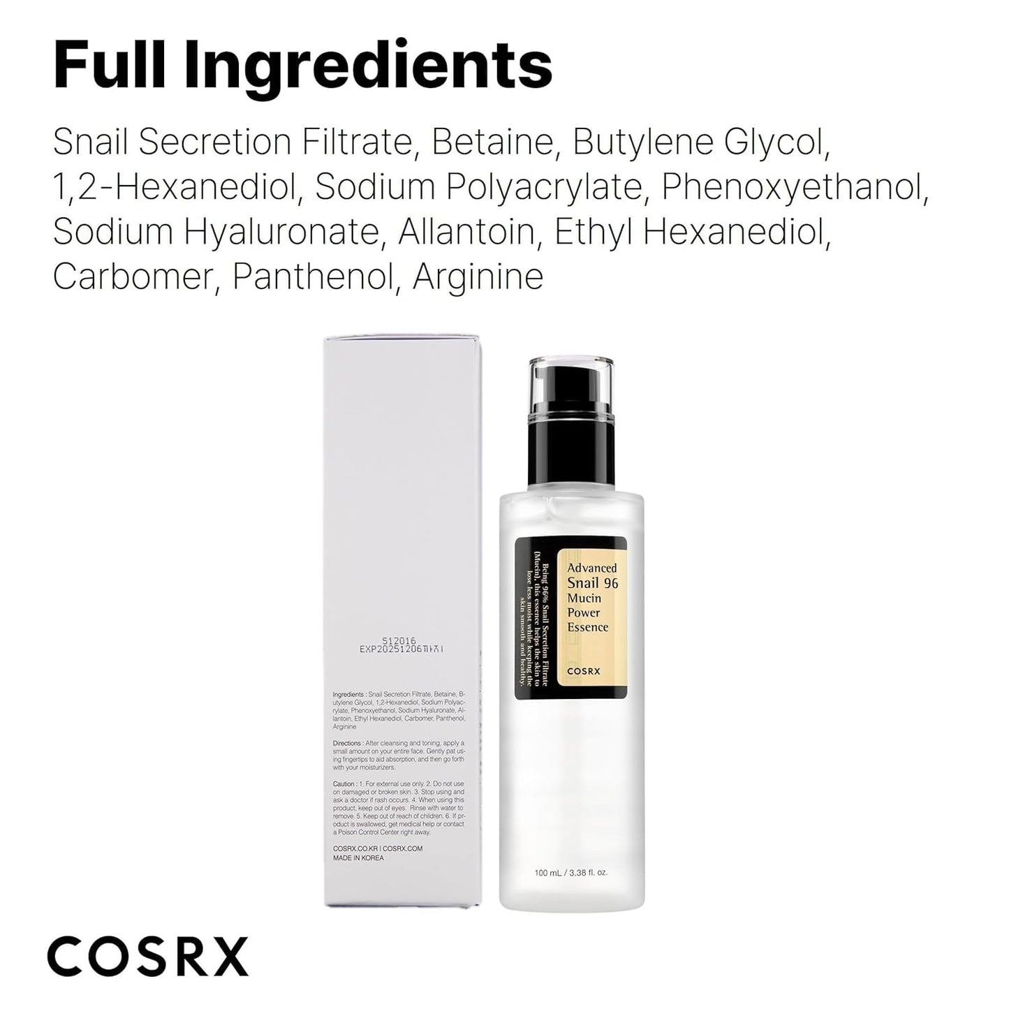 COSRX Snail 96% Mucin Power Essence 2ea & Retinol 0.1% Cream Mini Sample 1ea, Glass Skin Starter Set, Amazon Exclusive, Daily Hydrating & Firming Korean Skin Care Kit, Gift Set, Stocking Stuffers