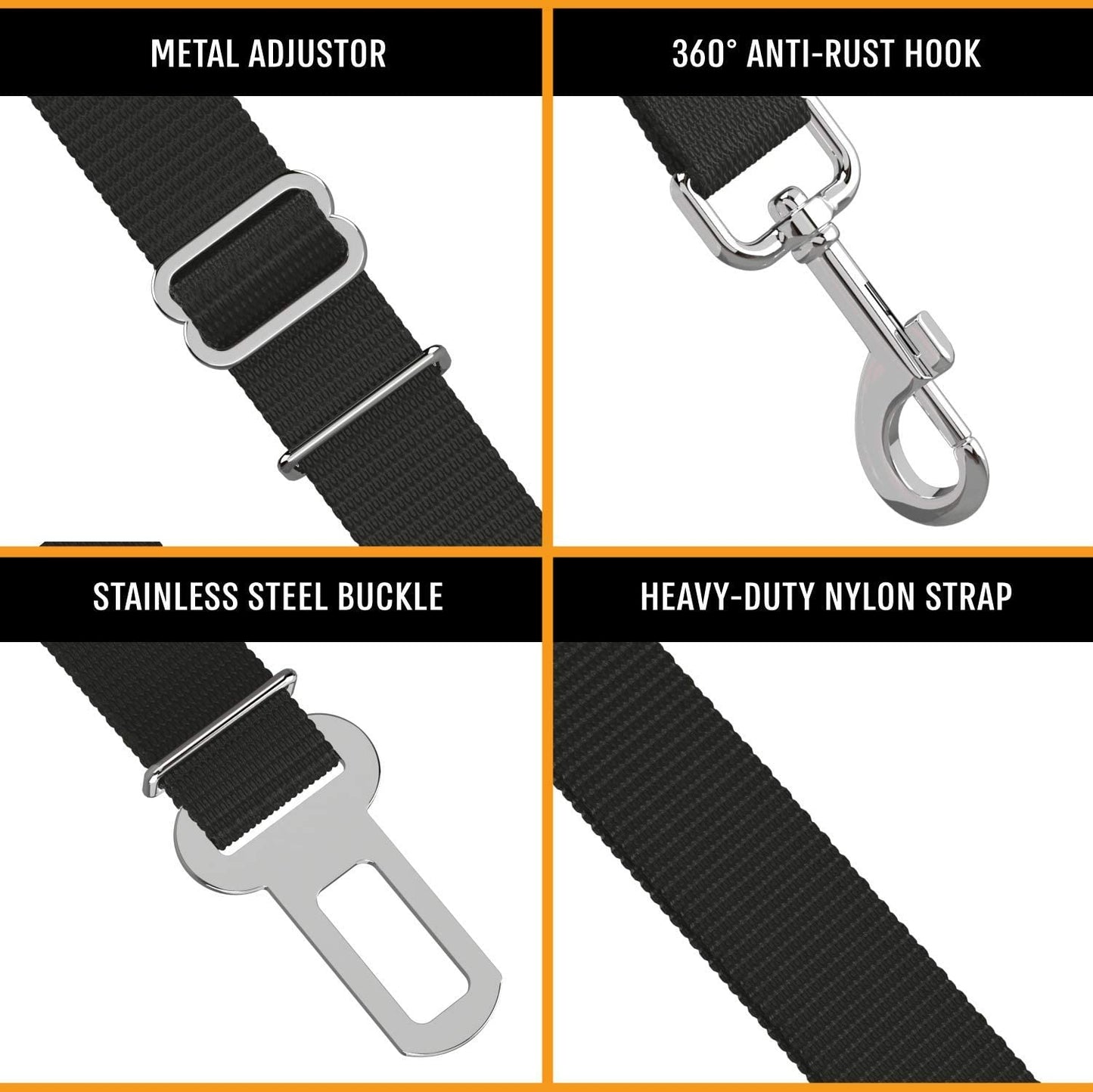 Active Pets Orange Car Seat Belt for Dogs, Attaches to Harness & Collar, Adjustable 18" - 24" Travel Restraint System Fits Small - Large Pups for Safety & Comfort, Essential Pet Supplies & Accessories