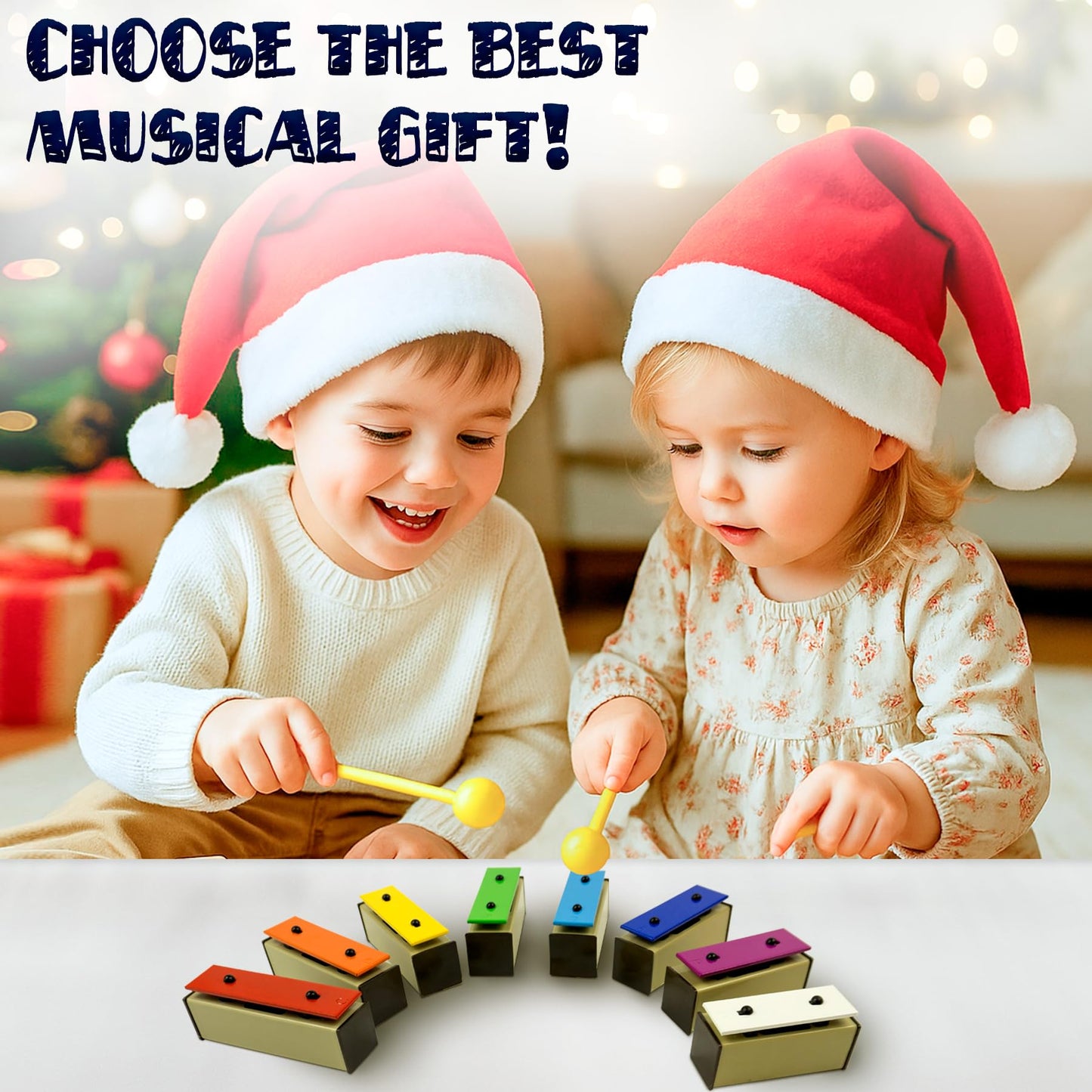 MINIARTIS Glockenspiel Xylophone | 25 Note Colorful Metal Keys Xylophone for Kids | Percussion Musical Instrument | Educational Music Toy Includes Music Songbook, Mallets and Yellow Carry Case