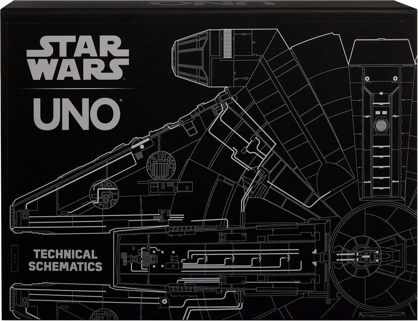 Mattel Games UNO Star Wars Technical Schematics Card Game for Kids & Adults with Blueprints of Space Stations, Ships & Droids