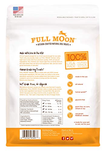 Full Moon Chicken Jerky Healthy All Natural Dog Treats Human Grade Made in USA Grain Free 12 oz