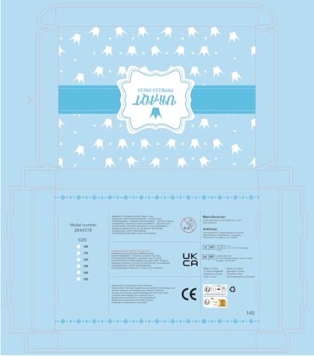 URAQT Princess Dress Costume for Girls Deluxe Fancy Dress Up Birthday Cosplay Costume with Crown Wand Accessories