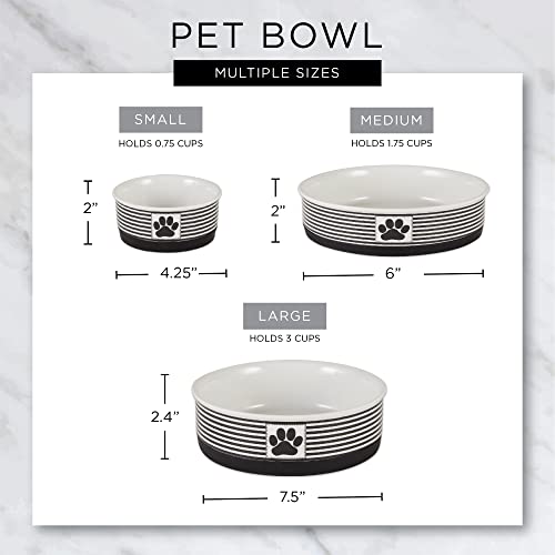 Bone Dry Paw Print Ceramic Pet Bowl, Lattice Collection, Large Set, 7.5x2.4", Aqua, 2 Count