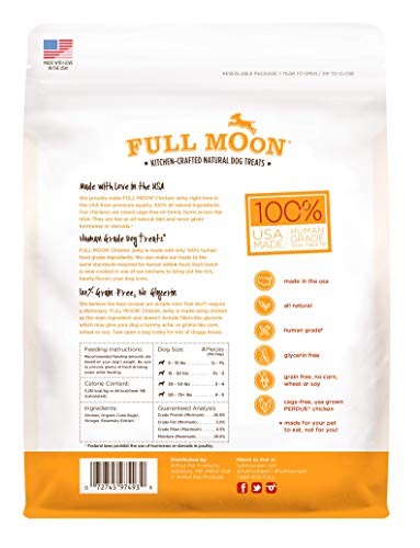 Full Moon Chicken Jerky Healthy All Natural Dog Treats Human Grade Made in USA Grain Free 12 oz