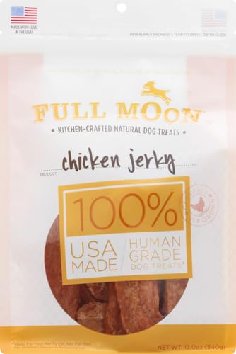 Full Moon Chicken Jerky Healthy All Natural Dog Treats Human Grade Made in USA Grain Free 12 oz