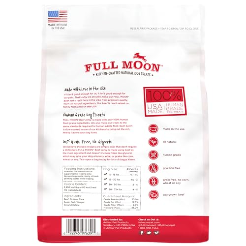 Full Moon Chicken Jerky Healthy All Natural Dog Treats Human Grade Made in USA Grain Free 12 oz