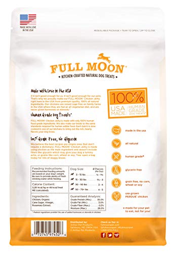 Full Moon Chicken Jerky Healthy All Natural Dog Treats Human Grade Made in USA Grain Free 12 oz