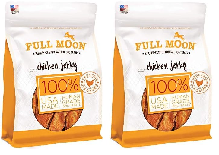 Full Moon Chicken Jerky Healthy All Natural Dog Treats Human Grade Made in USA Grain Free 12 oz