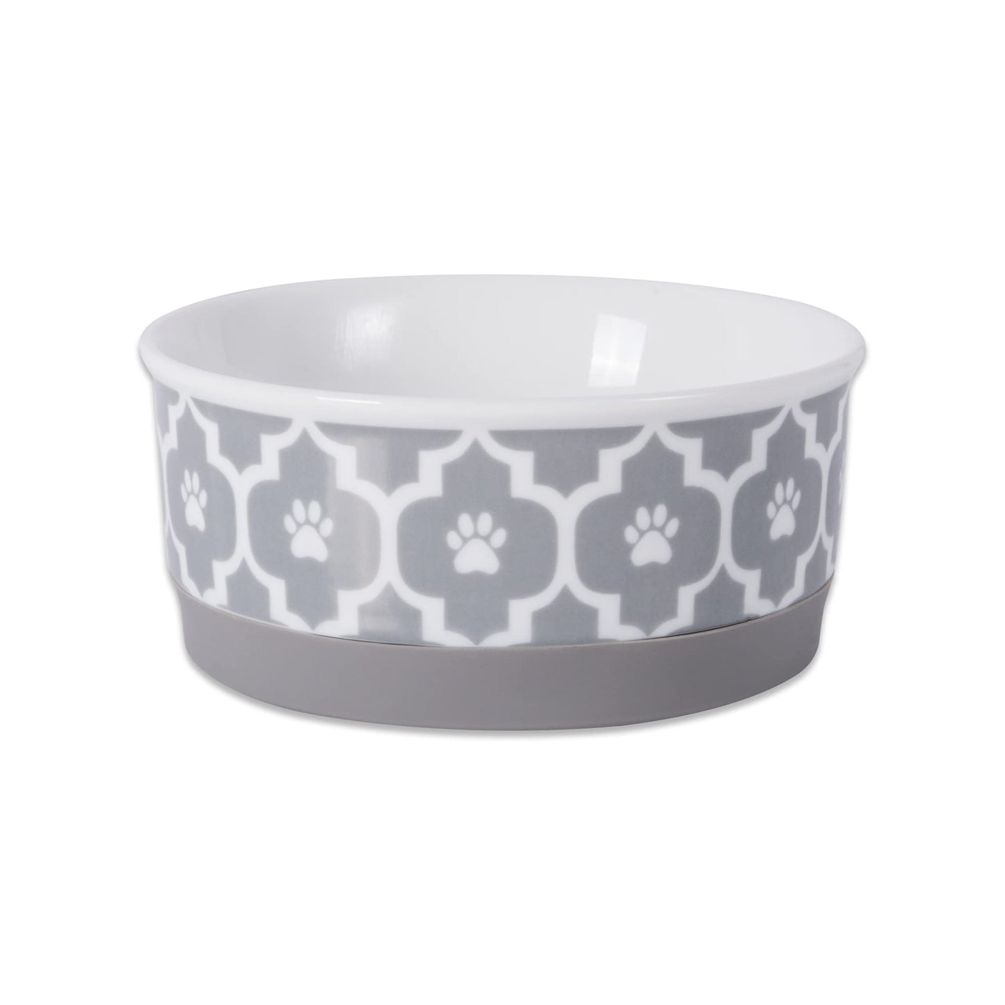 Bone Dry Paw Print Ceramic Pet Bowl, Lattice Collection, Large Set, 7.5x2.4", Aqua, 2 Count