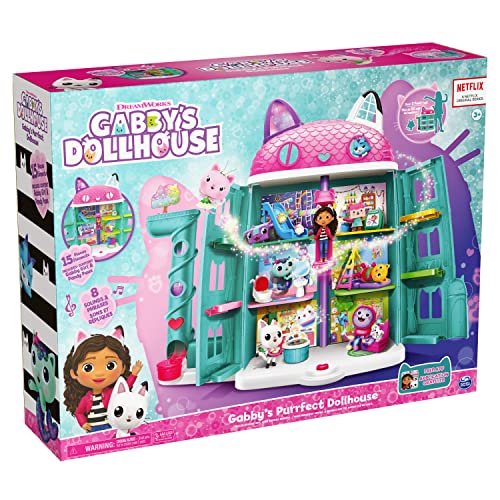 Gabby’s Dollhouse, Purrfect Dollhouse with 15 Pieces including Toy Figures, Furniture, Accessories and Sounds, Kids Toys for Ages 3 and up