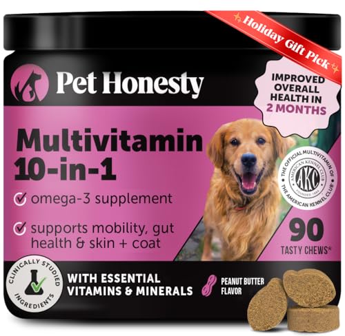 Dog Multivitamin - 10 in 1 Dog Vitamins for Health & Heart - Omega Fish Oil, Glucosamine & Probiotics - Dog Vitamins and Supplements for Skin and Coat (Chicken 180 ct)