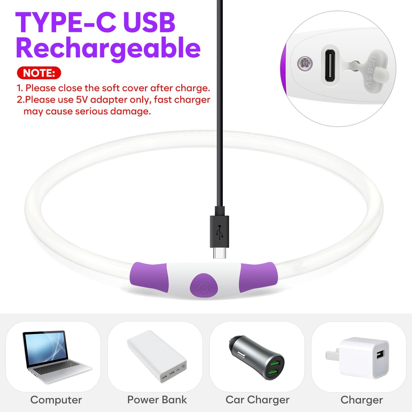 LED Dog Collar - HIGO Light Up Dog Collars Glow in The Dark, USB Rechargeable LED Dog Necklace Light for Your Dogs Walking at Night (Green-Silicone)