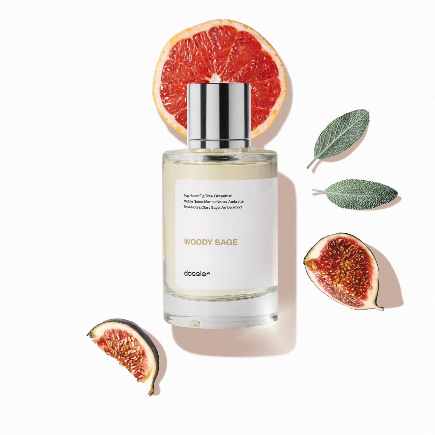 Dossier - Woody Sage - Eau de Parfum - Inspired by J.Malone's Wood Sage & Sea Salt - Perfume Luxury - Pure Infused - Paraben Free - Vegan - For Women Men Unisex - Fragrance 1,70z (Spray 50ml)