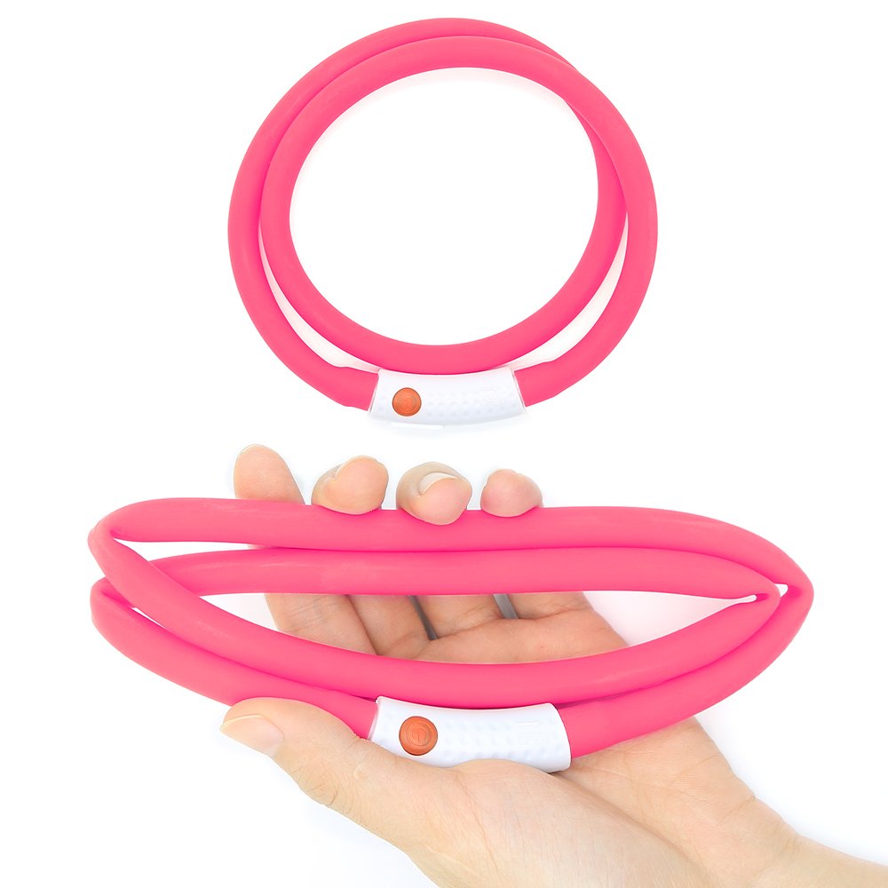 LED Dog Collar - HIGO Light Up Dog Collars Glow in The Dark, USB Rechargeable LED Dog Necklace Light for Your Dogs Walking at Night (Green-Silicone)