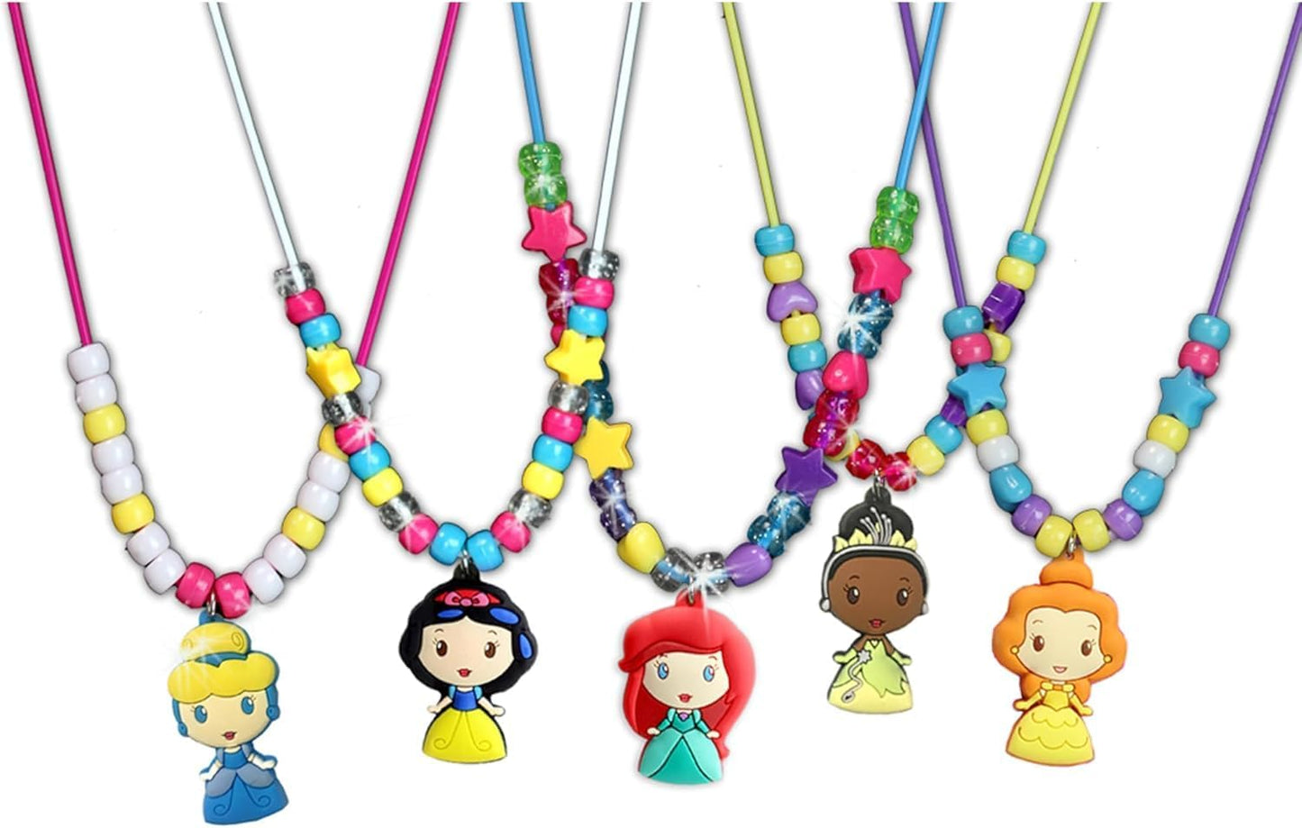 Disney Princess Necklace Activity Case – Jewelry Making Kit with Beads, Charms & Strings – Create Custom Princess Necklaces – Craft Gift for Girls Ages 3+ – Portable Storage Case Included