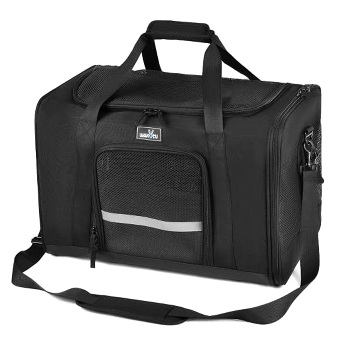 TSA Approved Pet Carrier for Small Cats Dogs, Travel Bag with Adequate Ventilation, 5 Mesh Windows, 3 Entrance, Locking Safety Zippers, Padded Shoulder and Carrying Strap, Small