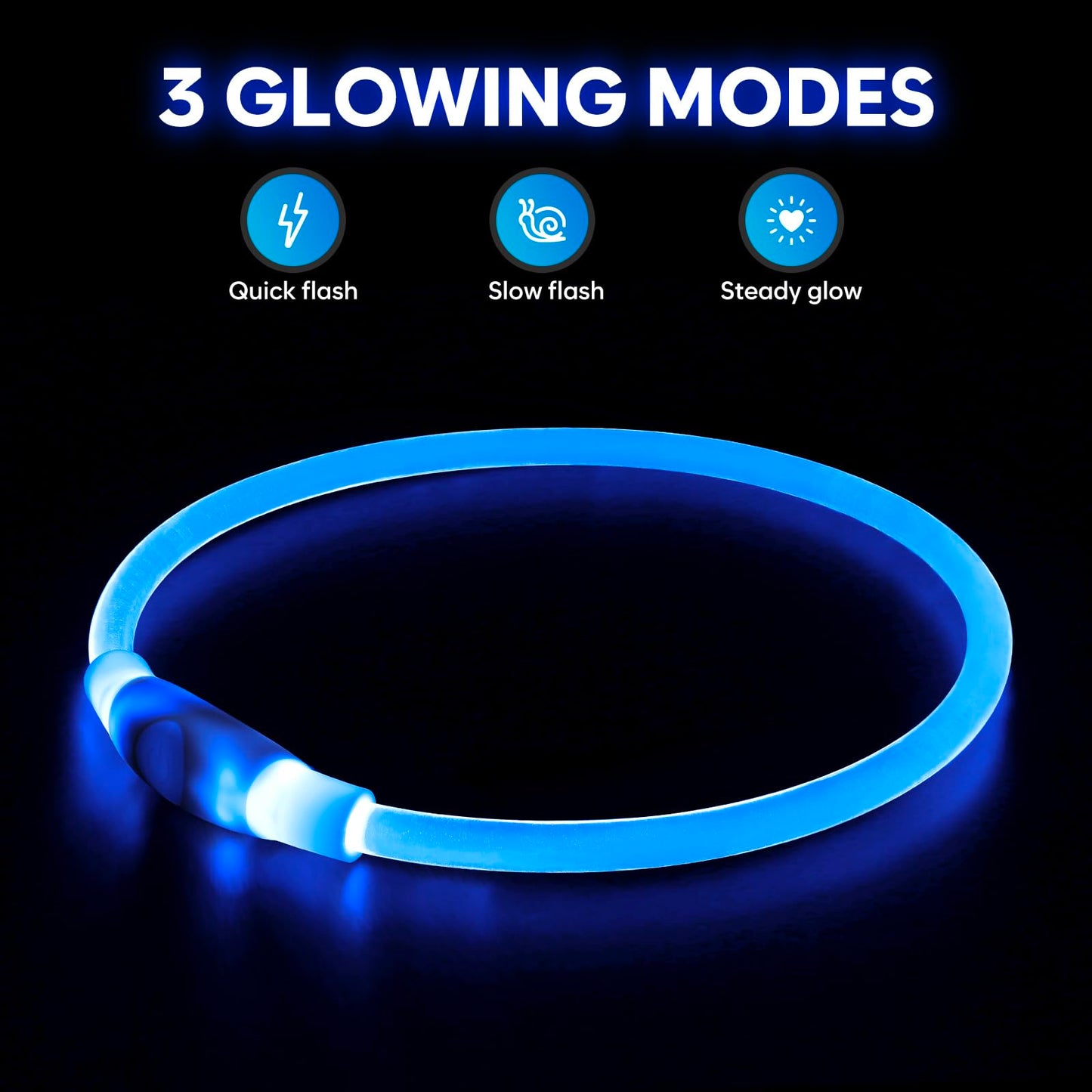 LED Dog Collar - HIGO Light Up Dog Collars Glow in The Dark, USB Rechargeable LED Dog Necklace Light for Your Dogs Walking at Night (Green-Silicone)