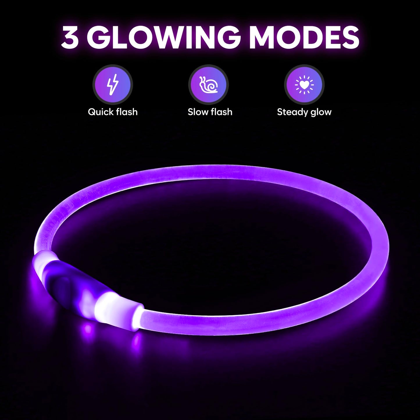LED Dog Collar - HIGO Light Up Dog Collars Glow in The Dark, USB Rechargeable LED Dog Necklace Light for Your Dogs Walking at Night (Green-Silicone)