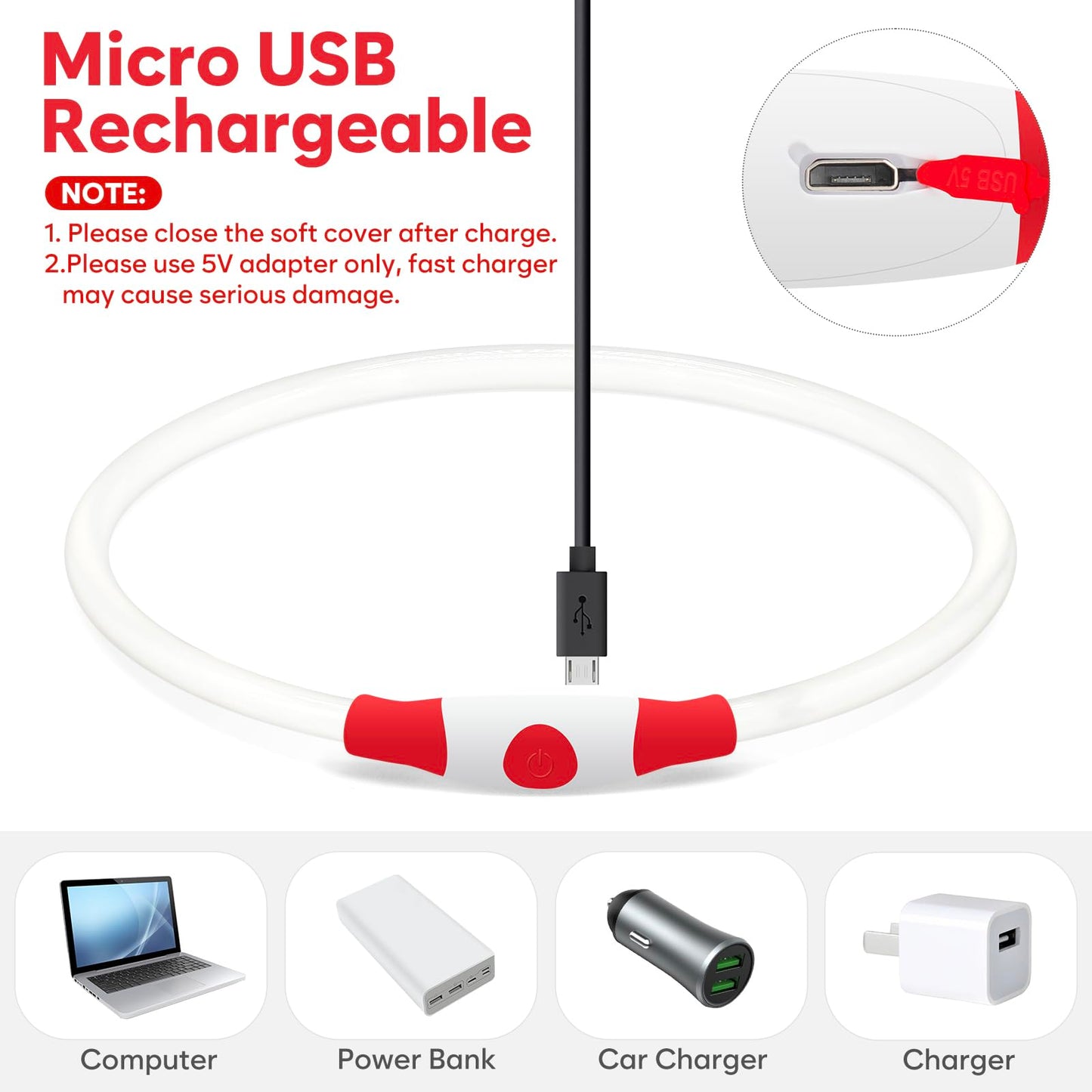 LED Dog Collar - HIGO Light Up Dog Collars Glow in The Dark, USB Rechargeable LED Dog Necklace Light for Your Dogs Walking at Night (Green-Silicone)