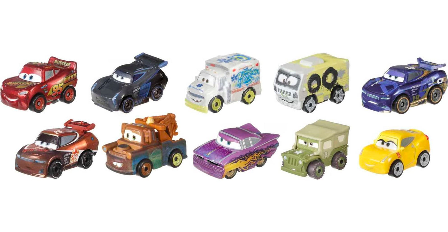 Mattel Disney and Pixar Cars Toys, Micro Racers 10-Pack Mini Toy Cars, Collectible Set Inspired by Disney Movies, Kids Gifts