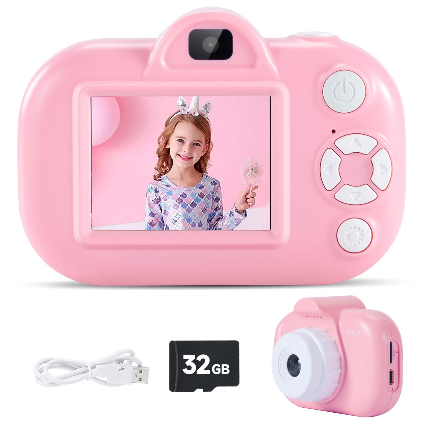 Kids Camera for Girls Toys for Ages 5-7, 1080P Toddler Camera, Kids Digital Camera with Dual Lens, 3 4 5 Year Old Girl Birthday Gifts