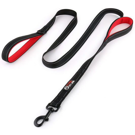 Primal Pet Gear Dog Leash 6ft Long,Traffic Padded Two Handle,Heavy Duty,Reflective Double Handles Lead for Control Safety Training,Leashes for Large Dogs or Medium Dogs,Dual Handles Leads(Black)