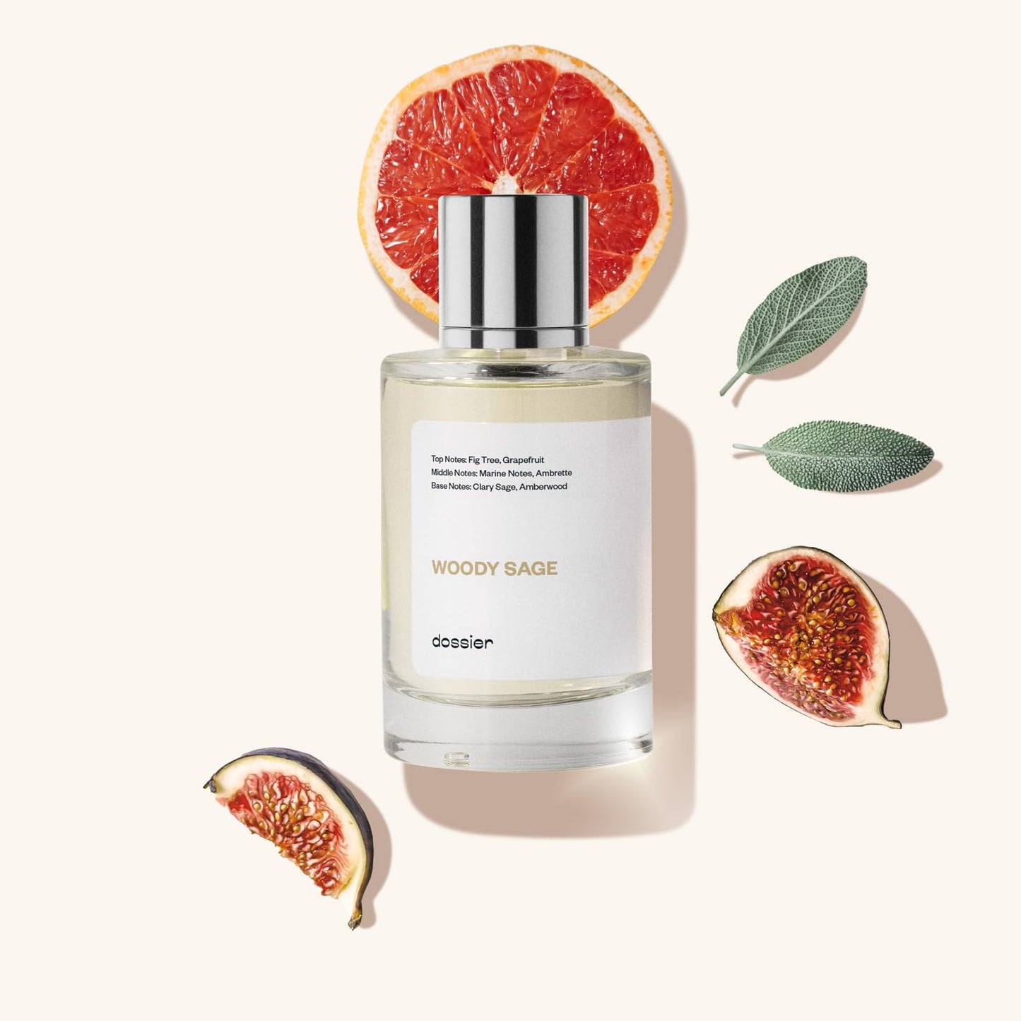 Dossier - Woody Sage - Eau de Parfum - Inspired by J.Malone's Wood Sage & Sea Salt - Perfume Luxury - Pure Infused - Paraben Free - Vegan - For Women Men Unisex - Fragrance 1,70z (Spray 50ml)