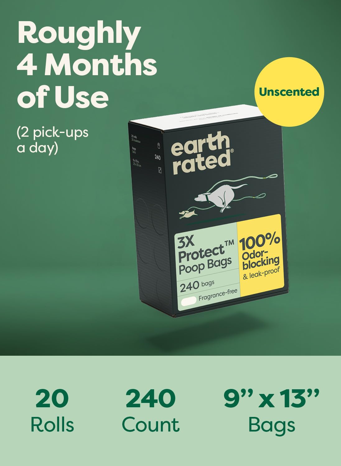 Earth Rated Poop Bags for Dogs, Guaranteed Leak Proof and Extra Thick Waste Bag Refill Rolls, Lavender Scented, 270 Bags