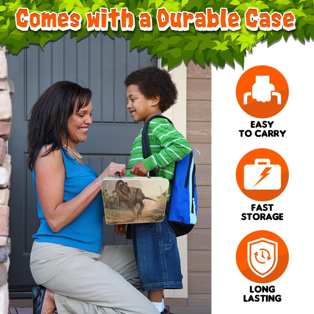 3 Bees & Me Dinosaur Toys for Kids 3-5 & 5-7 Boys & Girls - 12 6" Fun Prehistoric Animal Action Figures with Storage Box, Age 3+, Girls & Boys Dinosaur Toys for Toddlers & Kids