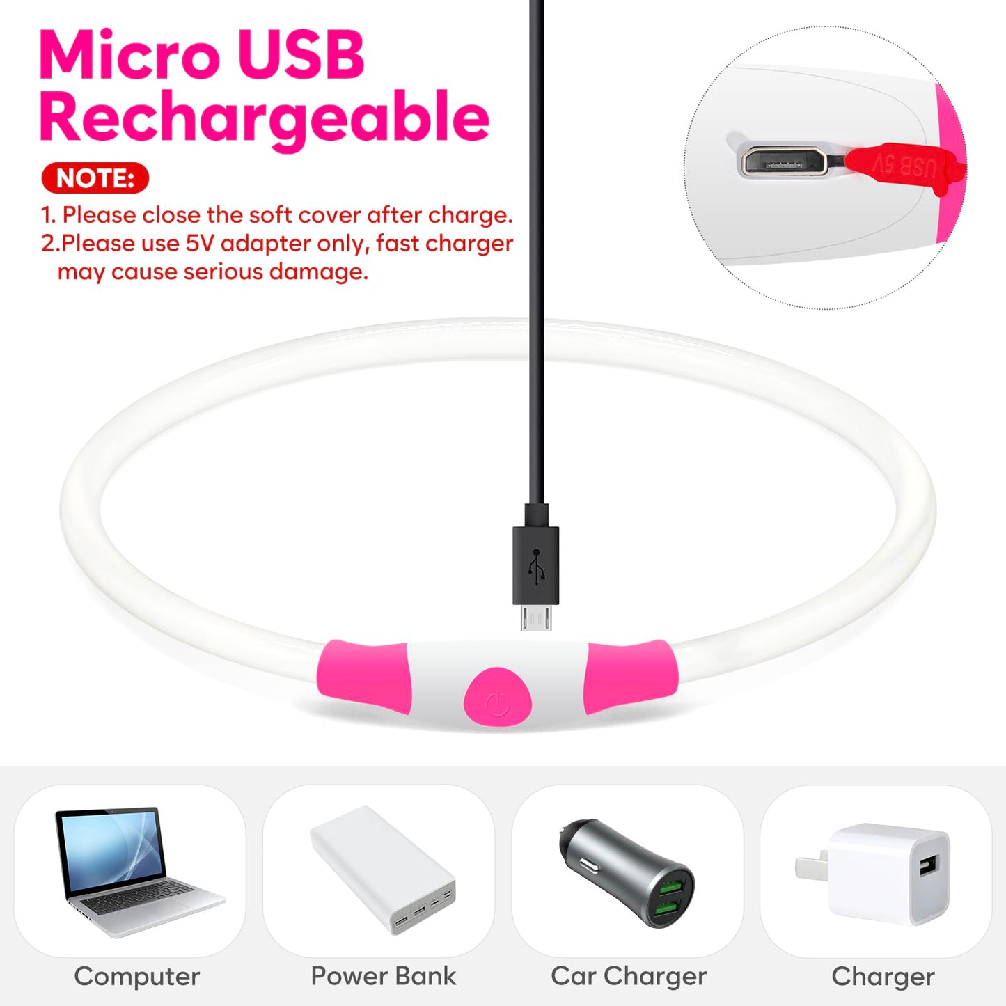 LED Dog Collar - HIGO Light Up Dog Collars Glow in The Dark, USB Rechargeable LED Dog Necklace Light for Your Dogs Walking at Night (Green-Silicone)