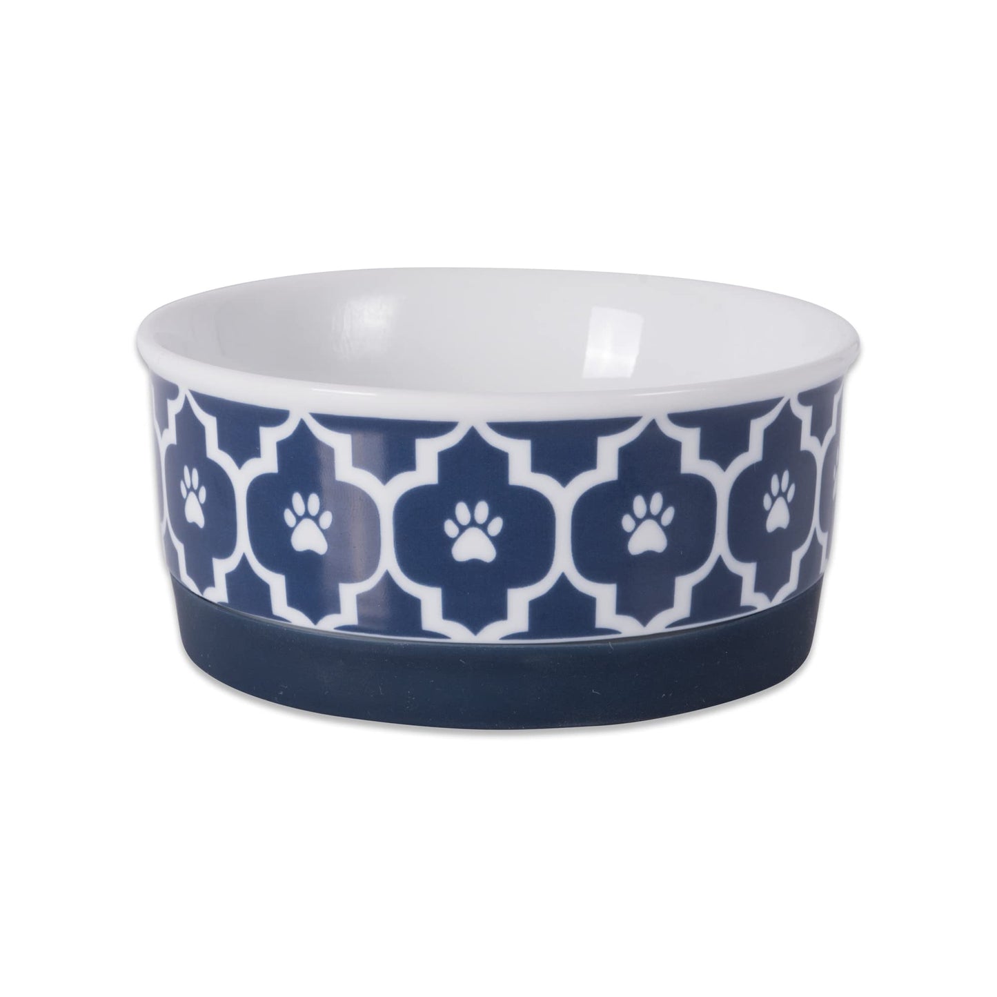 Bone Dry Paw Print Ceramic Pet Bowl, Lattice Collection, Large Set, 7.5x2.4", Aqua, 2 Count