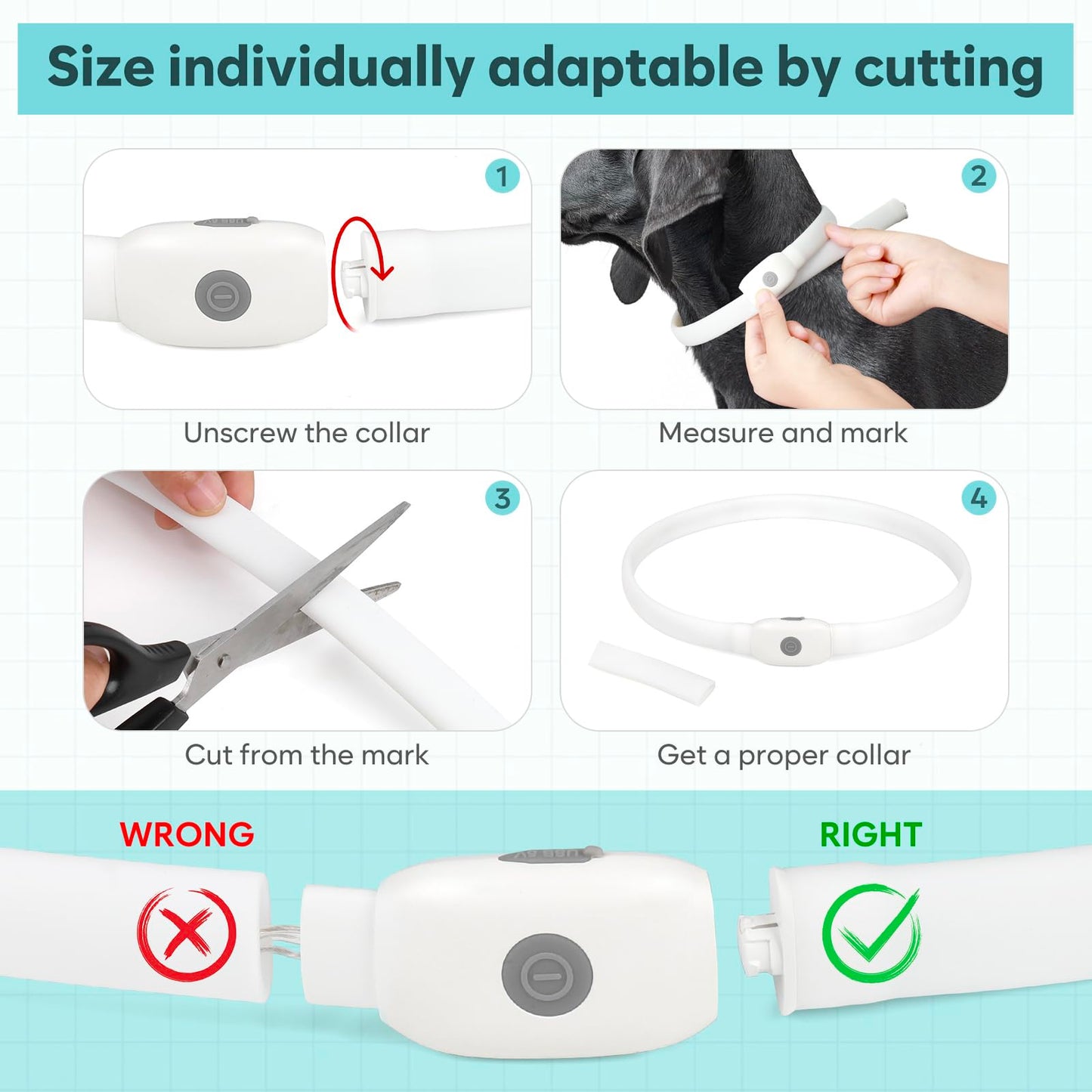 LED Dog Collar - HIGO Light Up Dog Collars Glow in The Dark, USB Rechargeable LED Dog Necklace Light for Your Dogs Walking at Night (Green-Silicone)