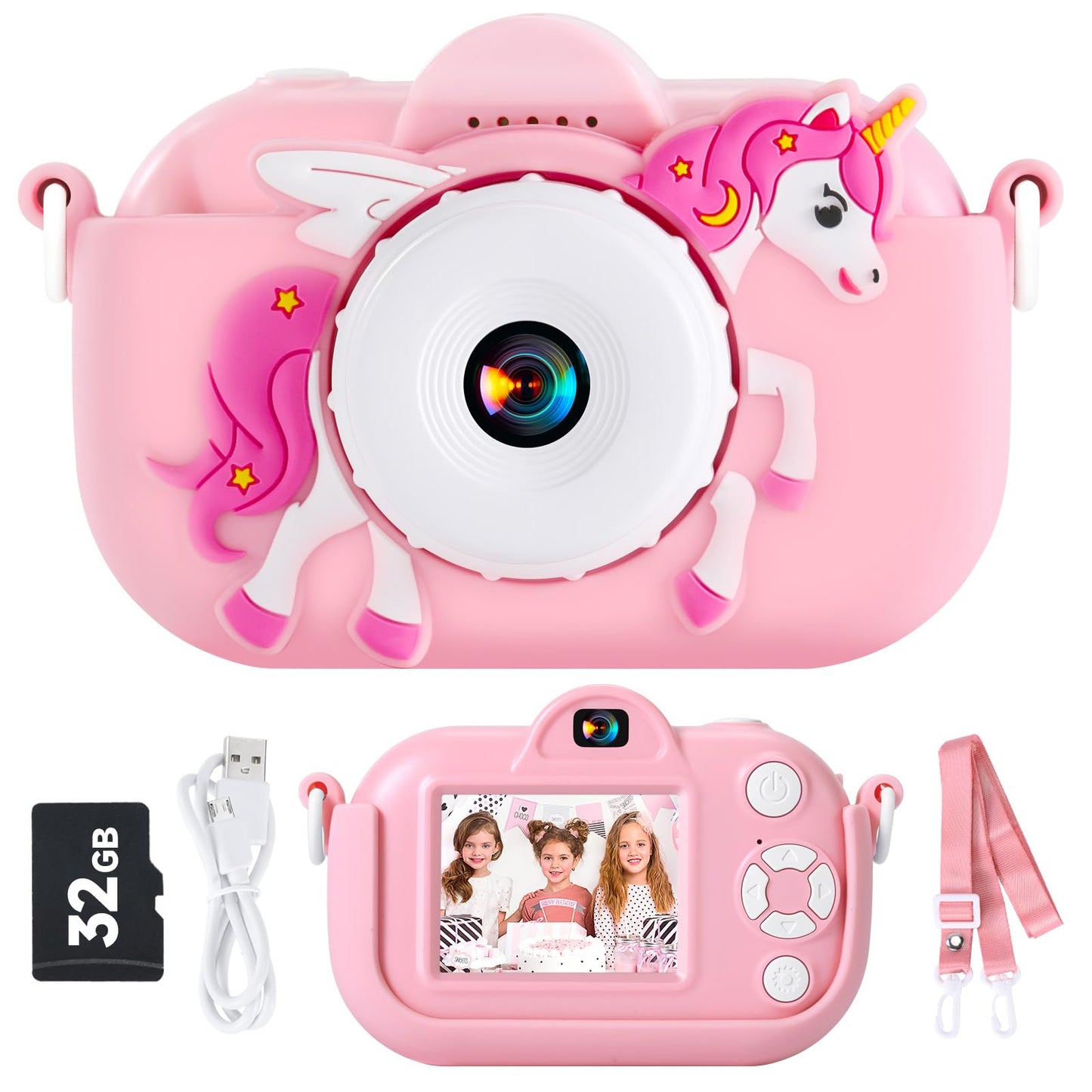 Kids Camera for Girls Toys for Ages 5-7, 1080P Toddler Camera, Kids Digital Camera with Dual Lens, 3 4 5 Year Old Girl Birthday Gifts