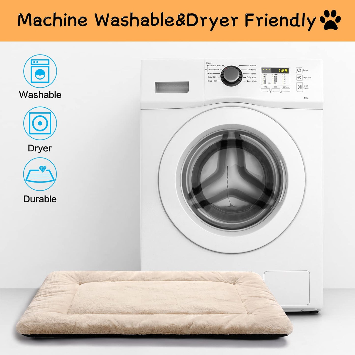 Dog Beds Crate Pad for Medium/Large Dogs Fit Metal,Ultra Soft, Washable & Anti-Slip Kennel Pad for Dogs Cozy Sleeping Mat,Gray 36inch