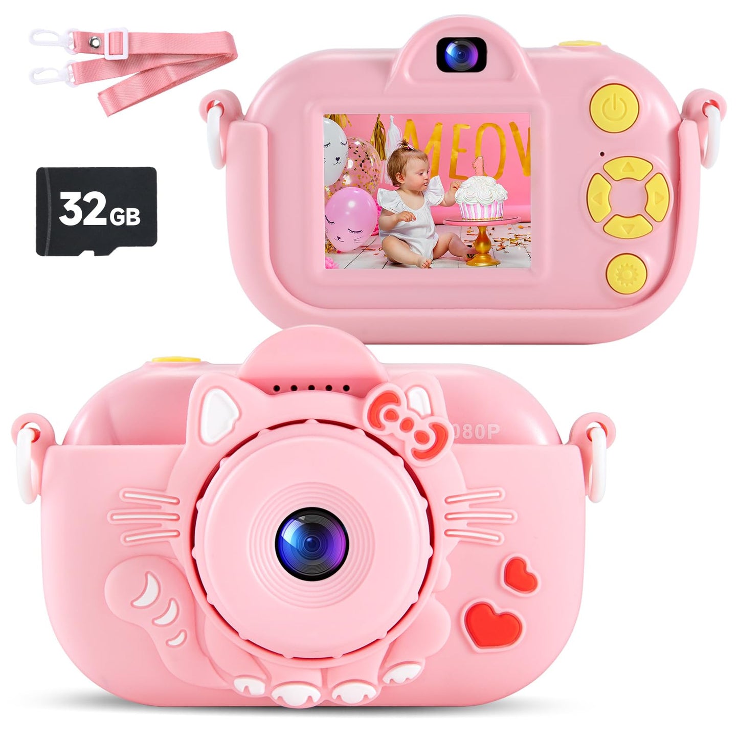 Kids Camera for Girls Toys for Ages 5-7, 1080P Toddler Camera, Kids Digital Camera with Dual Lens, 3 4 5 Year Old Girl Birthday Gifts