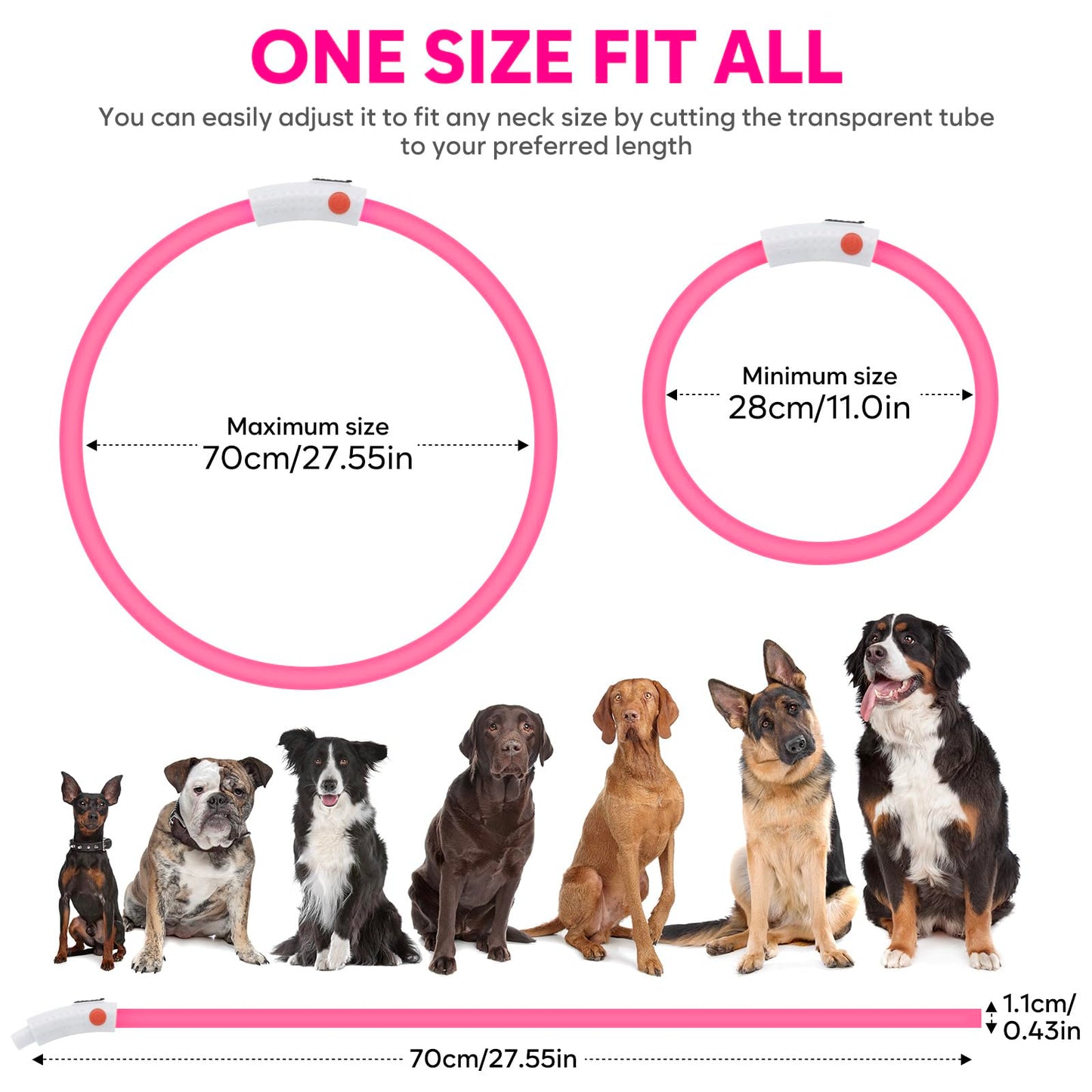 LED Dog Collar - HIGO Light Up Dog Collars Glow in The Dark, USB Rechargeable LED Dog Necklace Light for Your Dogs Walking at Night (Green-Silicone)