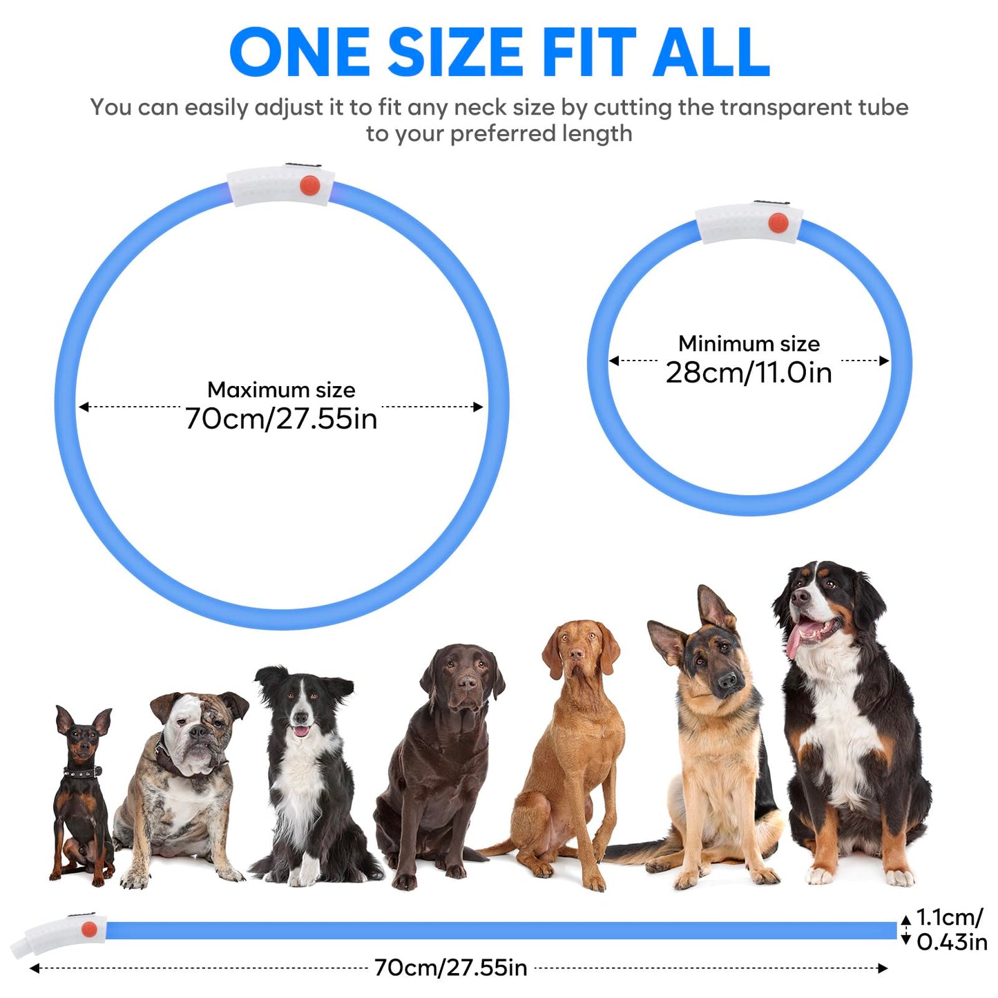 LED Dog Collar - HIGO Light Up Dog Collars Glow in The Dark, USB Rechargeable LED Dog Necklace Light for Your Dogs Walking at Night (Green-Silicone)