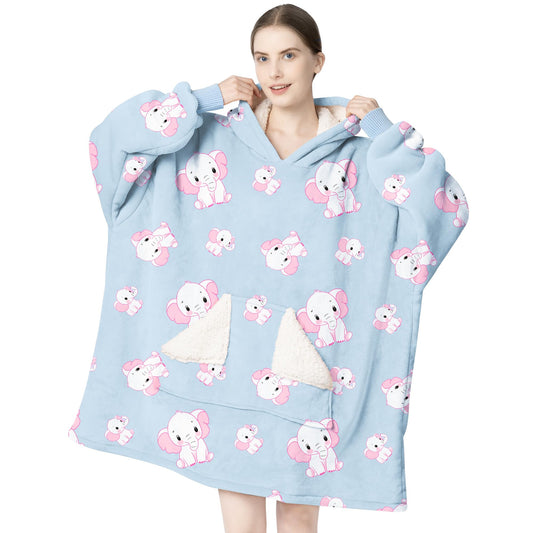 Touchat Wearable Blanket Hoodie, Oversized Sherpa Fleece Sweatshirt Blanket with Giant Hood Pocket and Sleeves for Adult, Warm & Cozy Grey Blanket Gifts for Women