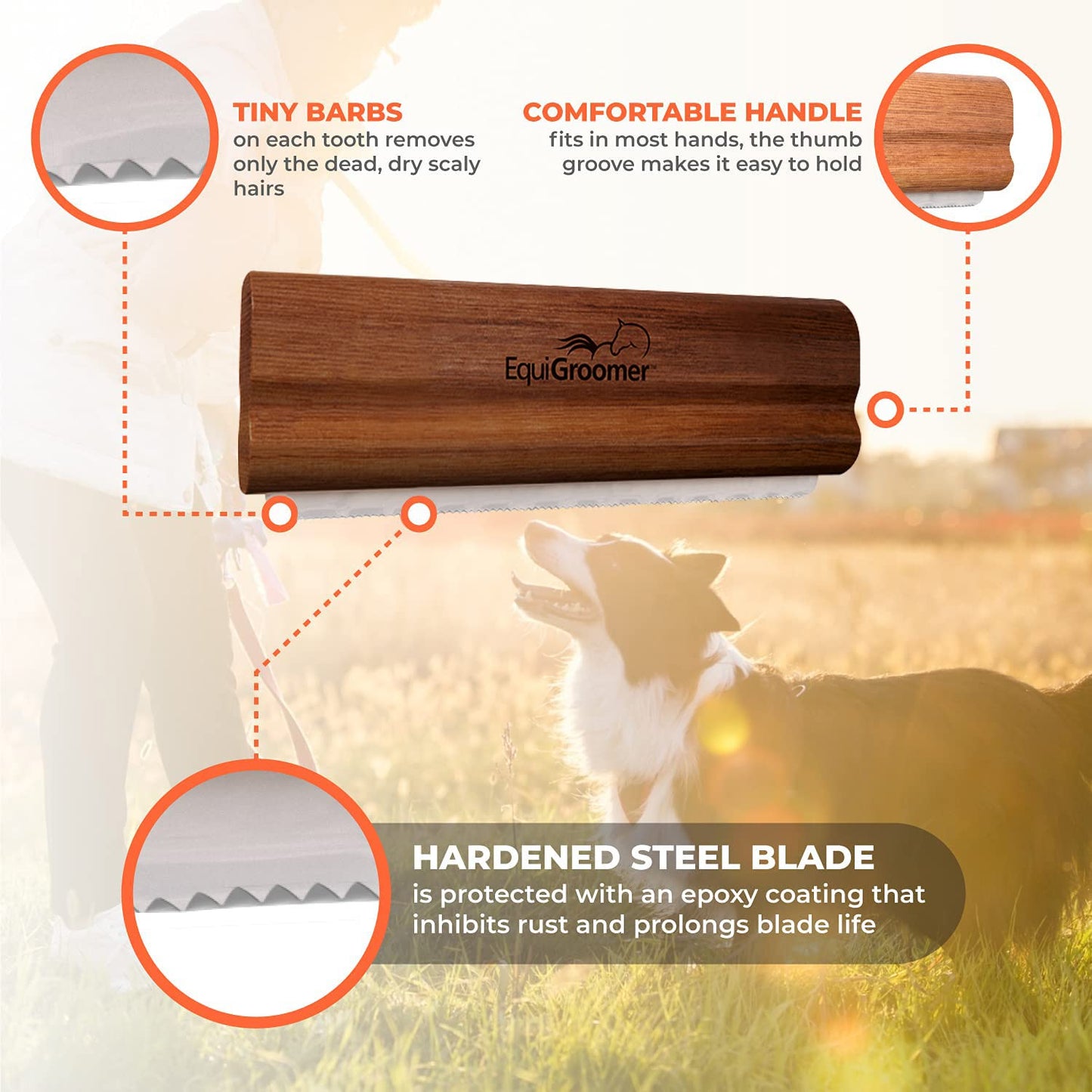 EasyGroomer Deshedding Brush for Dogs Cats Blue Undercoat Tool for Large and Small Pets Comb Removes Loose Dirt, Hair and Fur