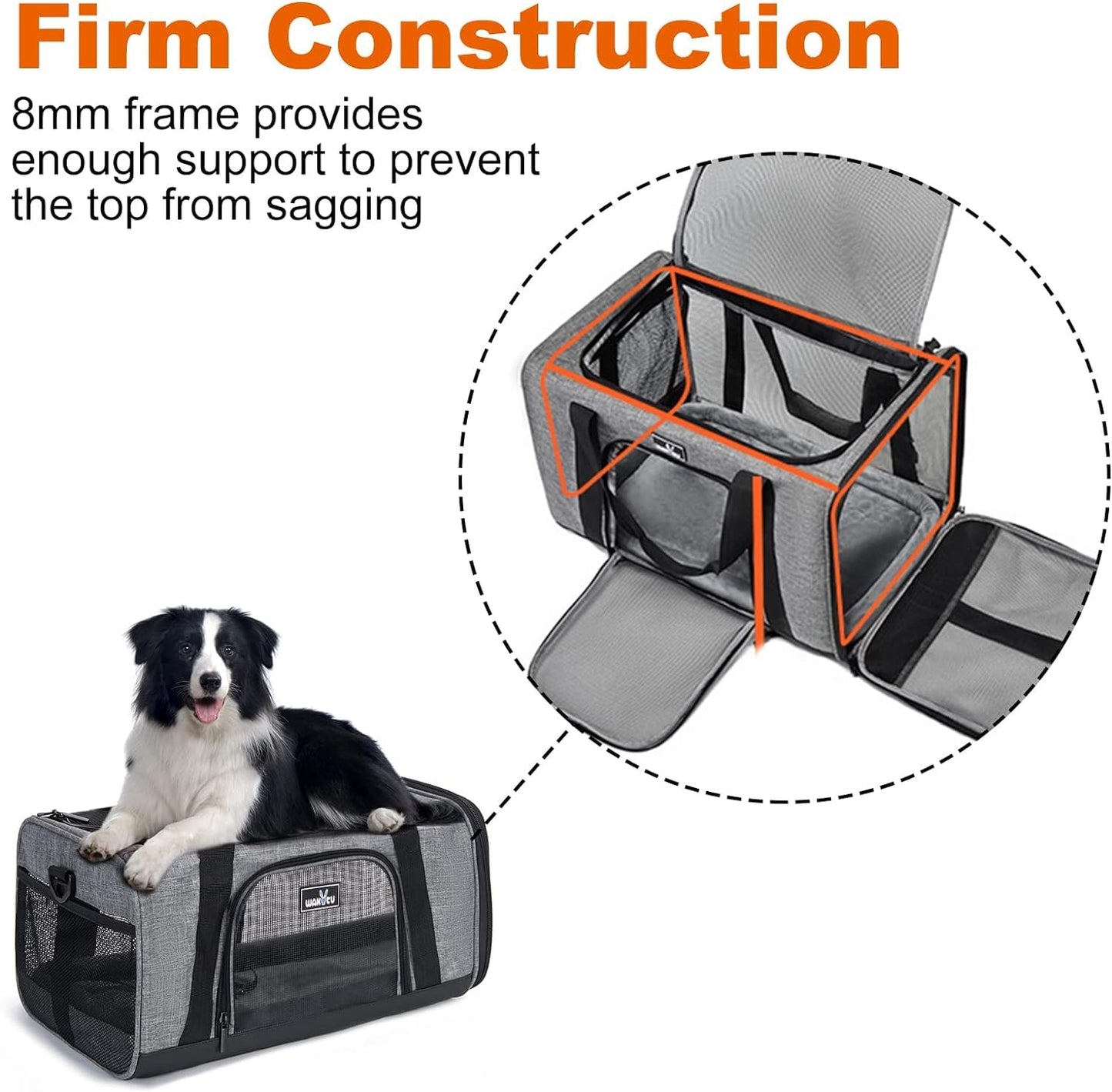 TSA Approved Pet Carrier for Small Cats Dogs, Travel Bag with Adequate Ventilation, 5 Mesh Windows, 3 Entrance, Locking Safety Zippers, Padded Shoulder and Carrying Strap, Small