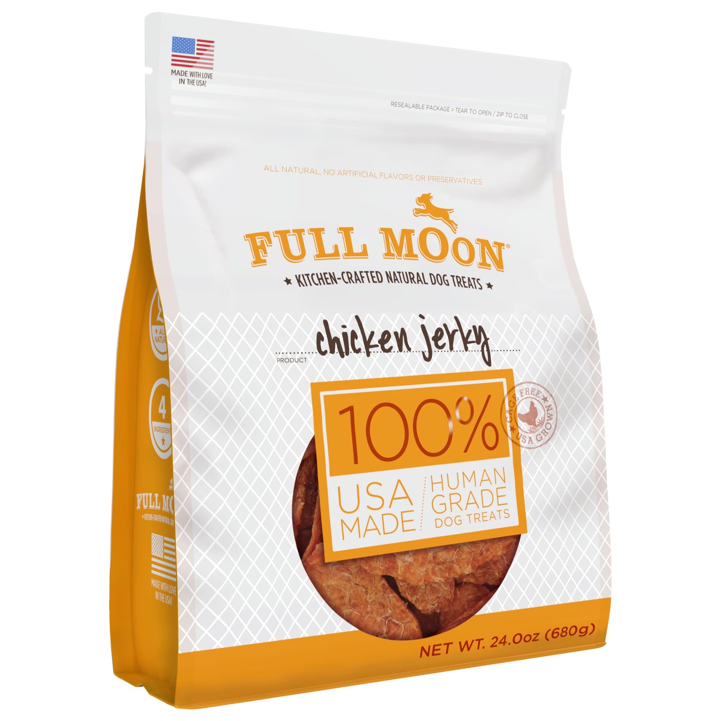 Full Moon Chicken Jerky Healthy All Natural Dog Treats Human Grade Made in USA Grain Free 12 oz