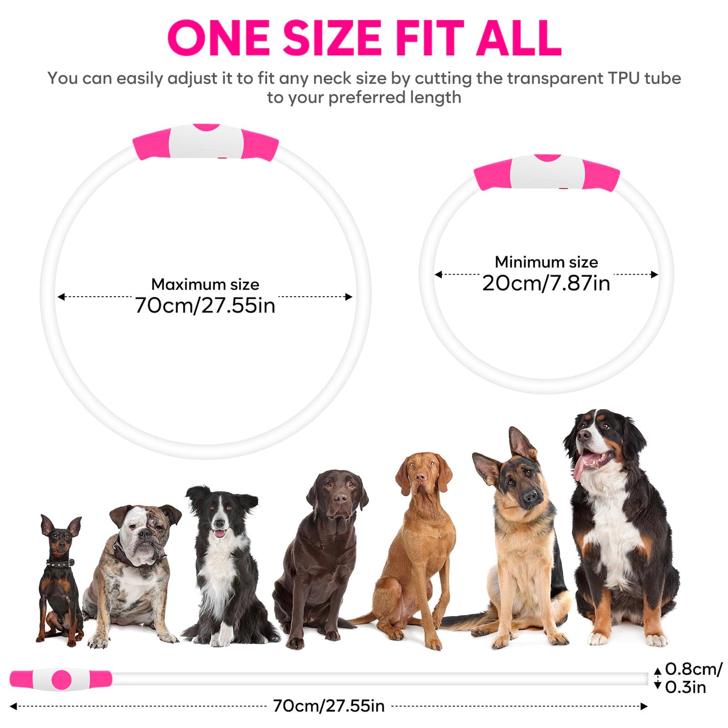 LED Dog Collar - HIGO Light Up Dog Collars Glow in The Dark, USB Rechargeable LED Dog Necklace Light for Your Dogs Walking at Night (Green-Silicone)