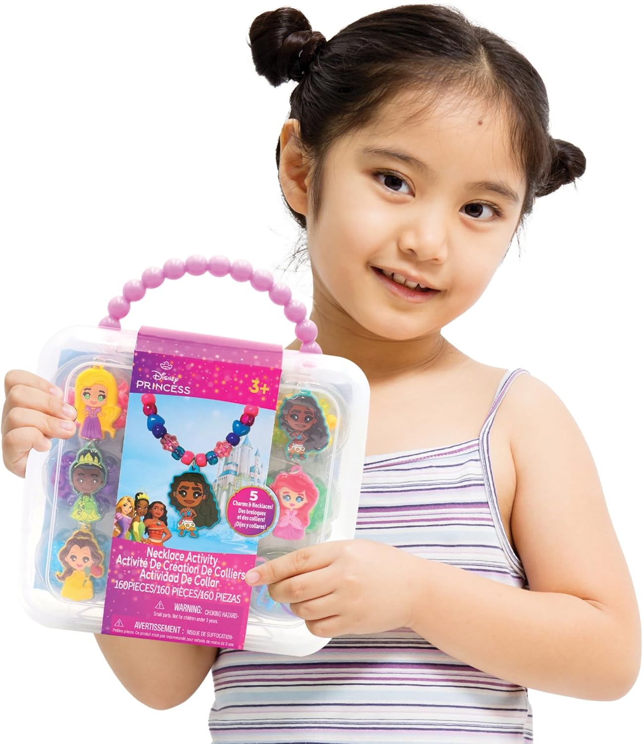 Disney Princess Necklace Activity Case – Jewelry Making Kit with Beads, Charms & Strings – Create Custom Princess Necklaces – Craft Gift for Girls Ages 3+ – Portable Storage Case Included