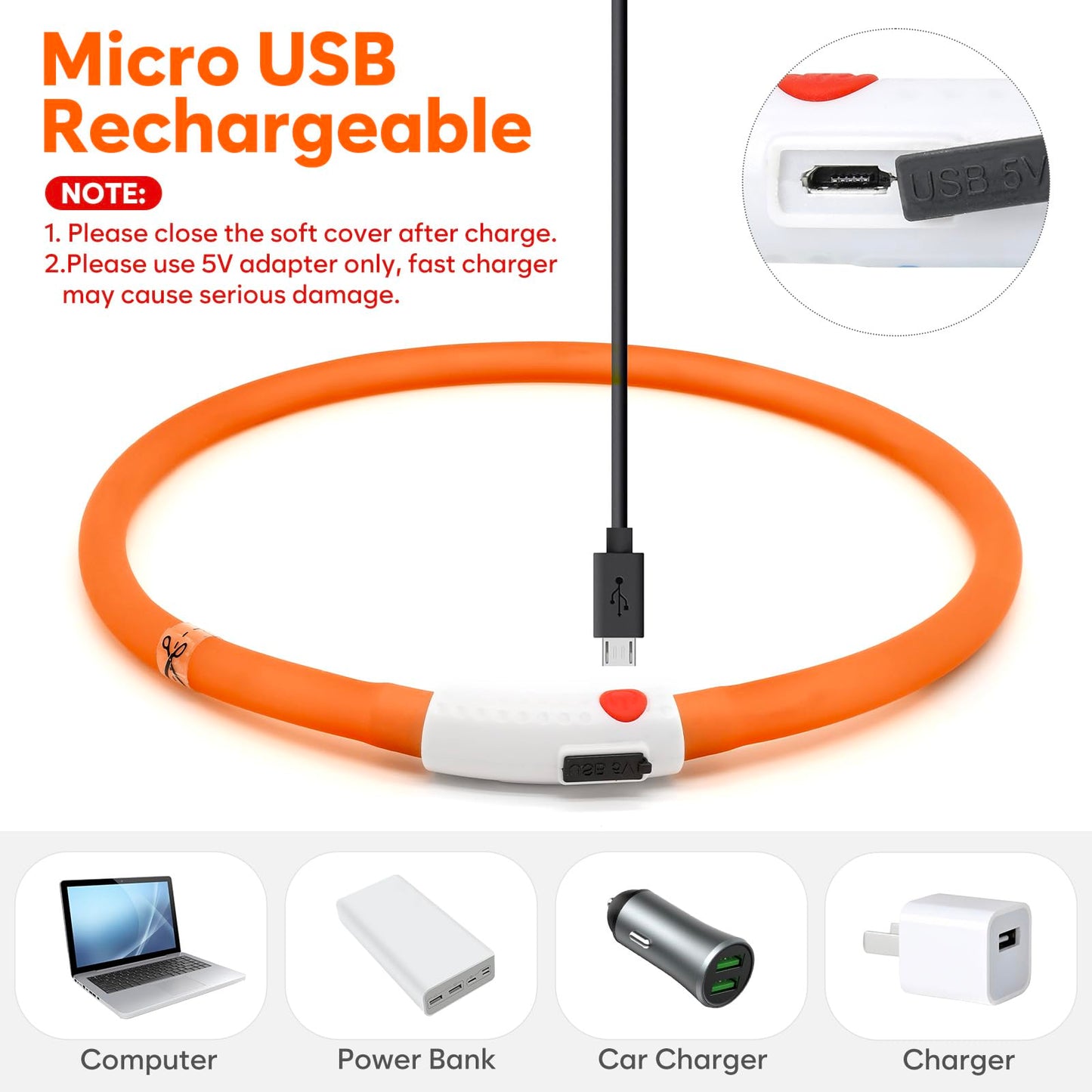 LED Dog Collar - HIGO Light Up Dog Collars Glow in The Dark, USB Rechargeable LED Dog Necklace Light for Your Dogs Walking at Night (Green-Silicone)