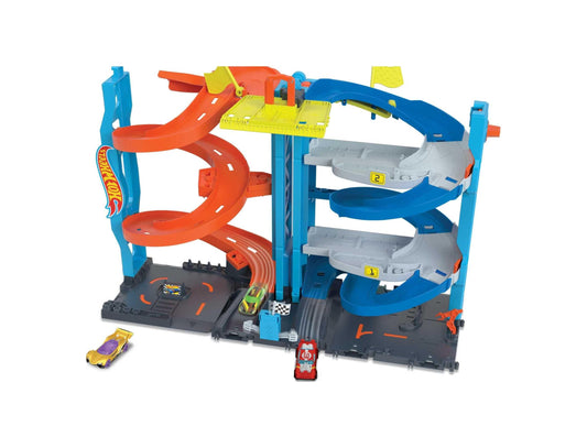 Hot Wheels City Toy Car Track Set, Transforming Race Tower, Single to Dual-Mode Racing, with 1:64 Scale Vehicle, 2 Ways to Play (Amazon Exclusive)