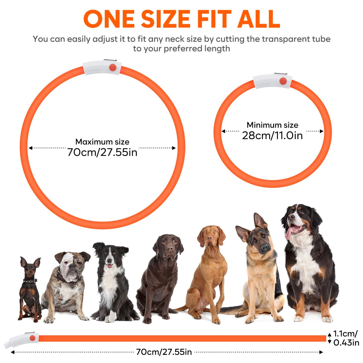 LED Dog Collar - HIGO Light Up Dog Collars Glow in The Dark, USB Rechargeable LED Dog Necklace Light for Your Dogs Walking at Night (Green-Silicone)