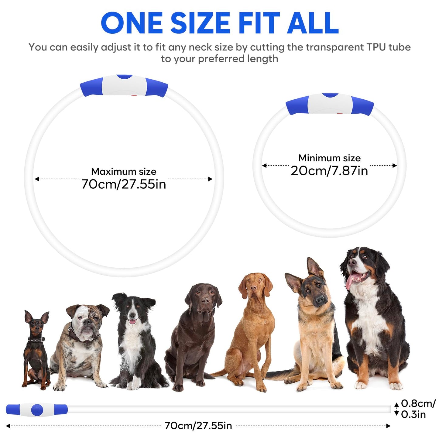 LED Dog Collar - HIGO Light Up Dog Collars Glow in The Dark, USB Rechargeable LED Dog Necklace Light for Your Dogs Walking at Night (Green-Silicone)