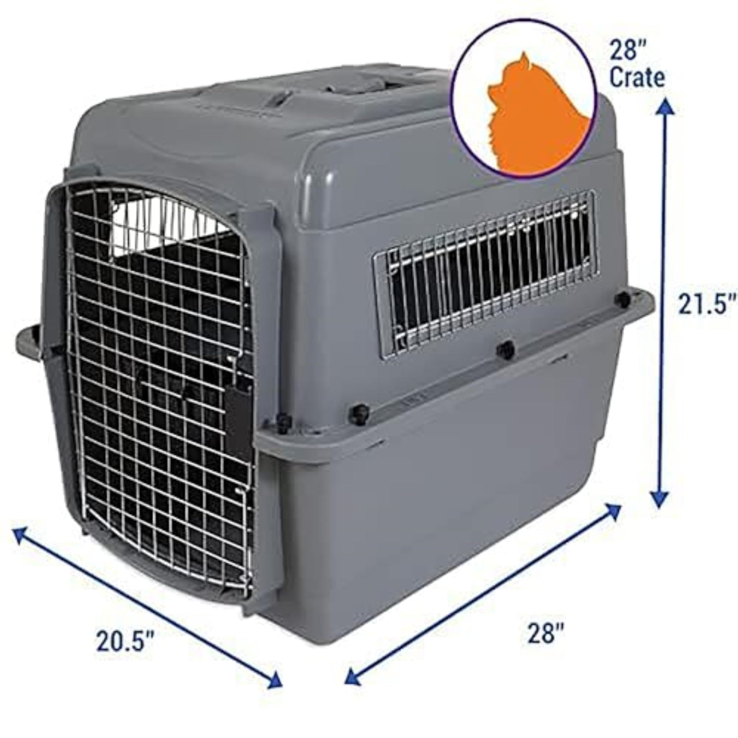 Petmate Sky Kennel - For Air and Travel, Airline Compliant Dog Crate for Pets up 15-30 lbs, Heavy Duty Dog Kennel, Made in the USA- 28 Inches