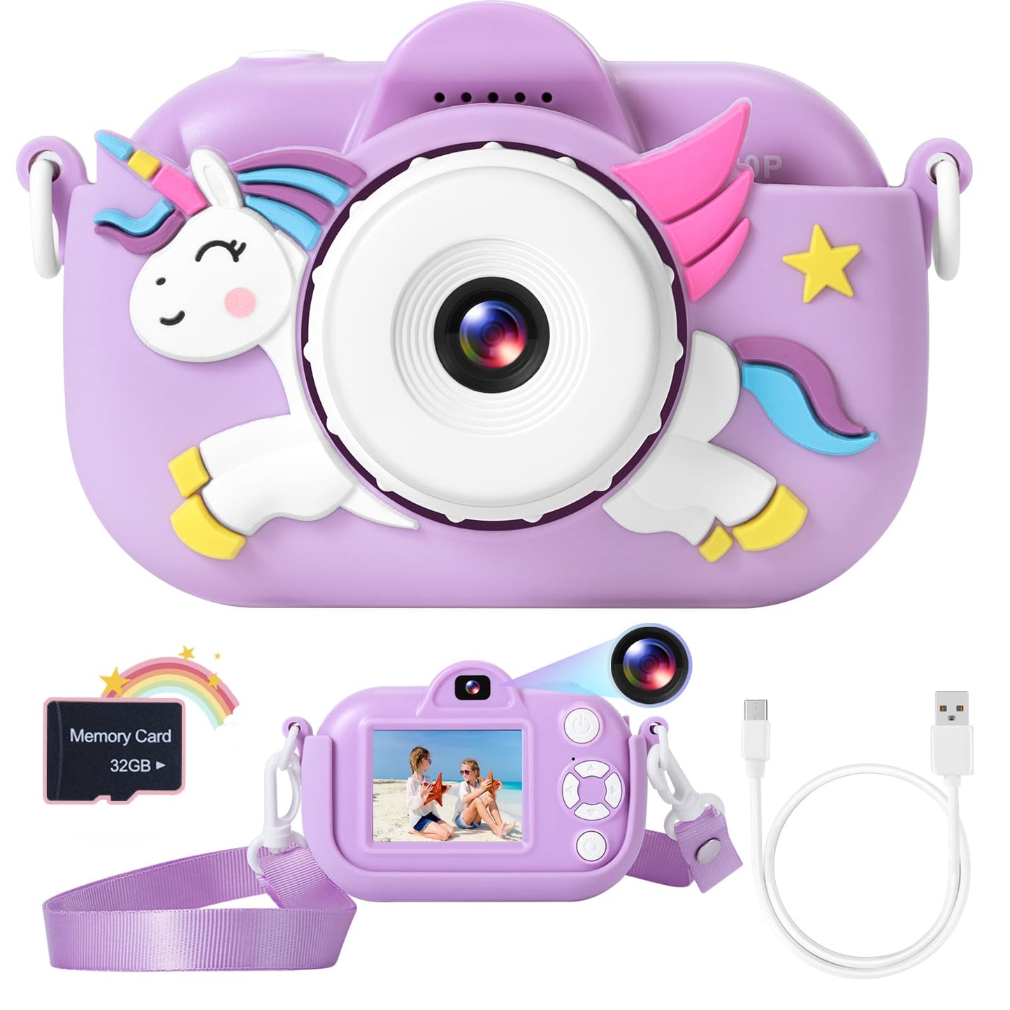Kids Camera for Girls Toys for Ages 5-7, 1080P Toddler Camera, Kids Digital Camera with Dual Lens, 3 4 5 Year Old Girl Birthday Gifts