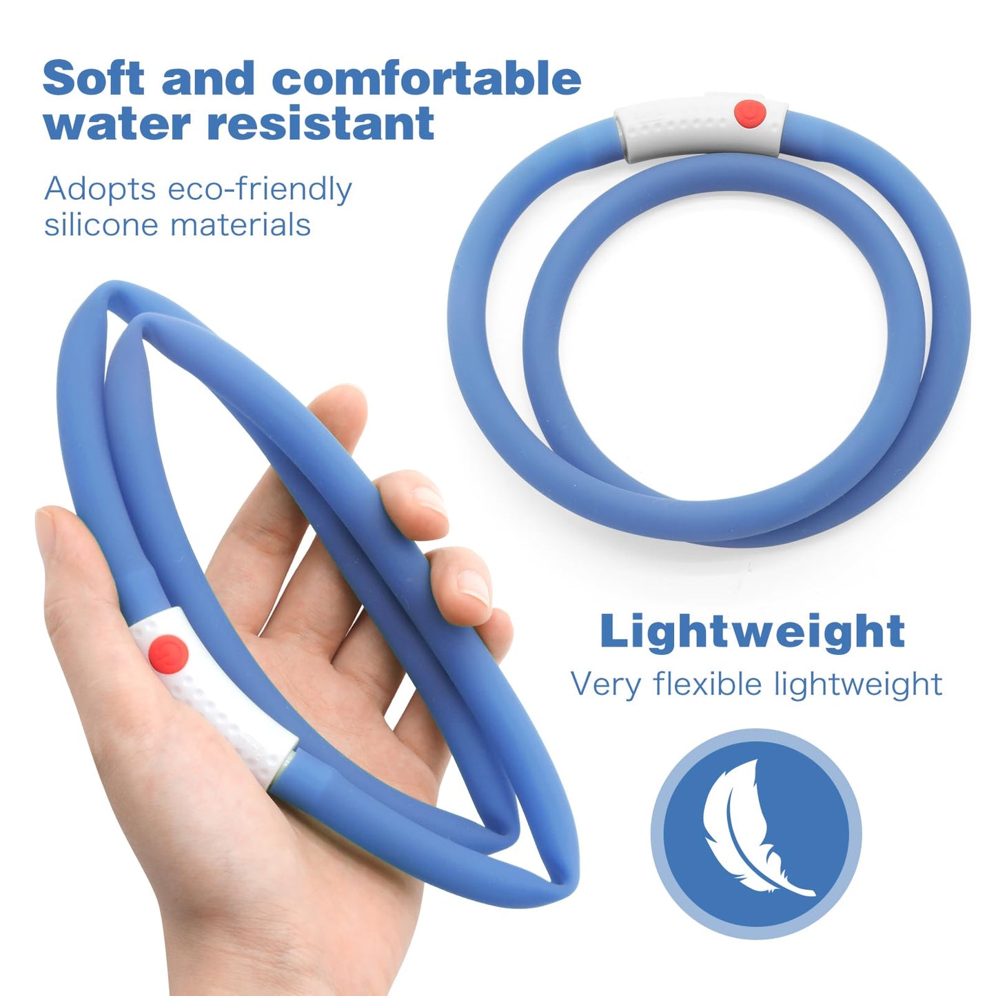 LED Dog Collar - HIGO Light Up Dog Collars Glow in The Dark, USB Rechargeable LED Dog Necklace Light for Your Dogs Walking at Night (Green-Silicone)